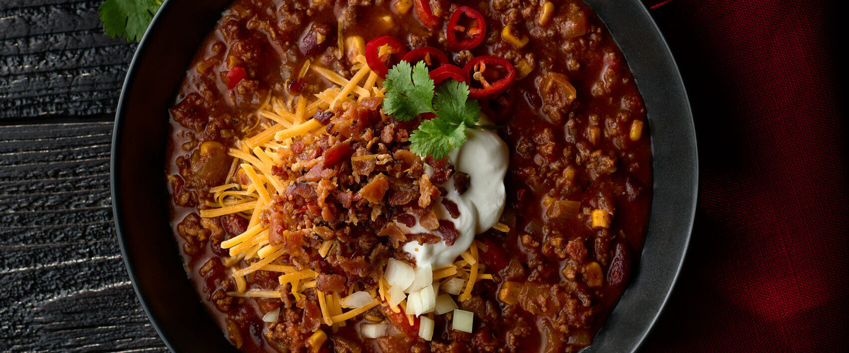 “The Works” Bacon Chili Soup - HORMEL® BLACK LABEL® Bacon