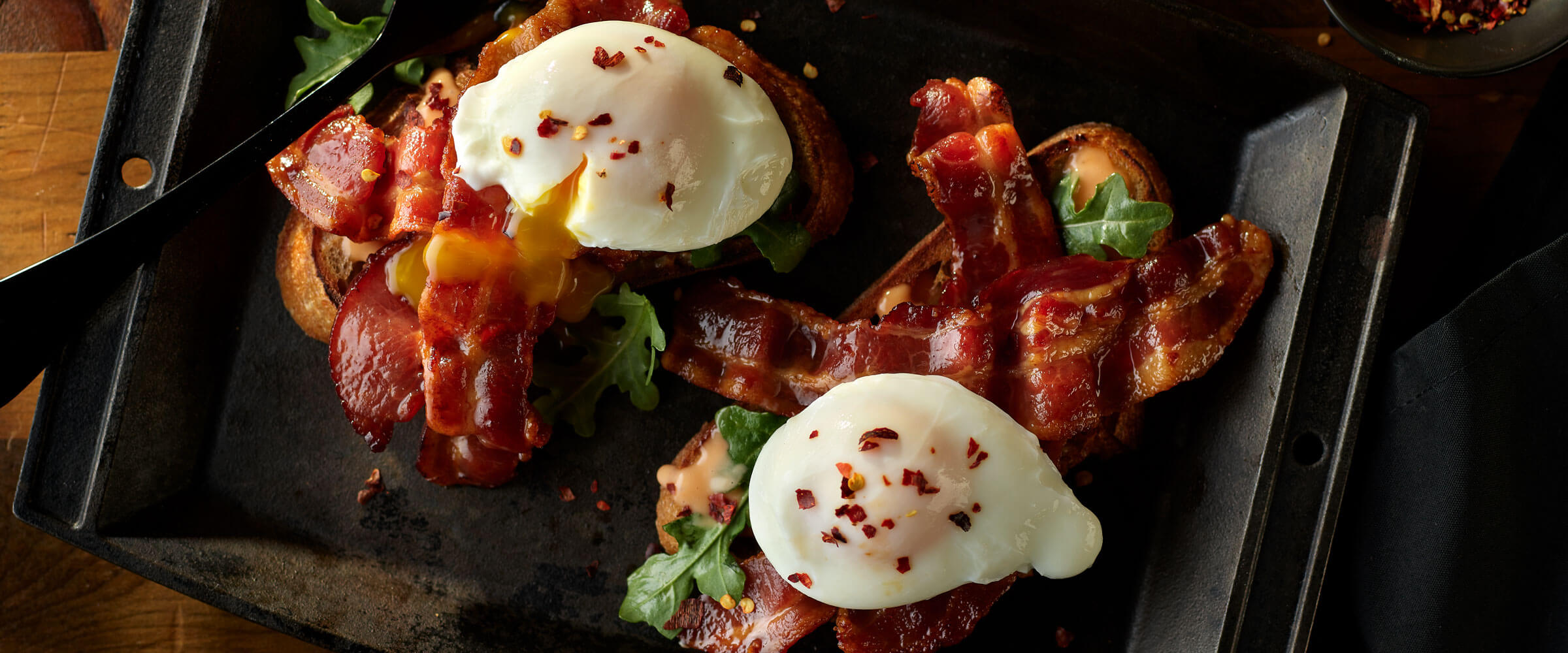Open faced BLT with Egg in baking pan