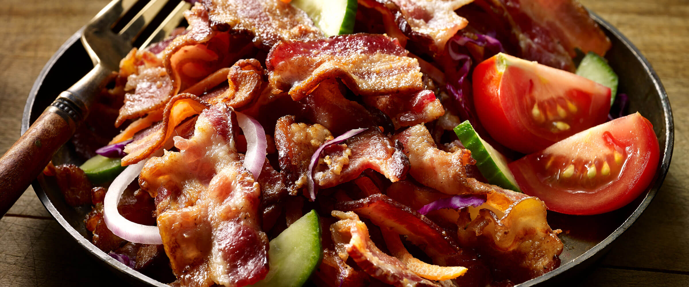Bacon Garden Salad with tomatoes and cucumber