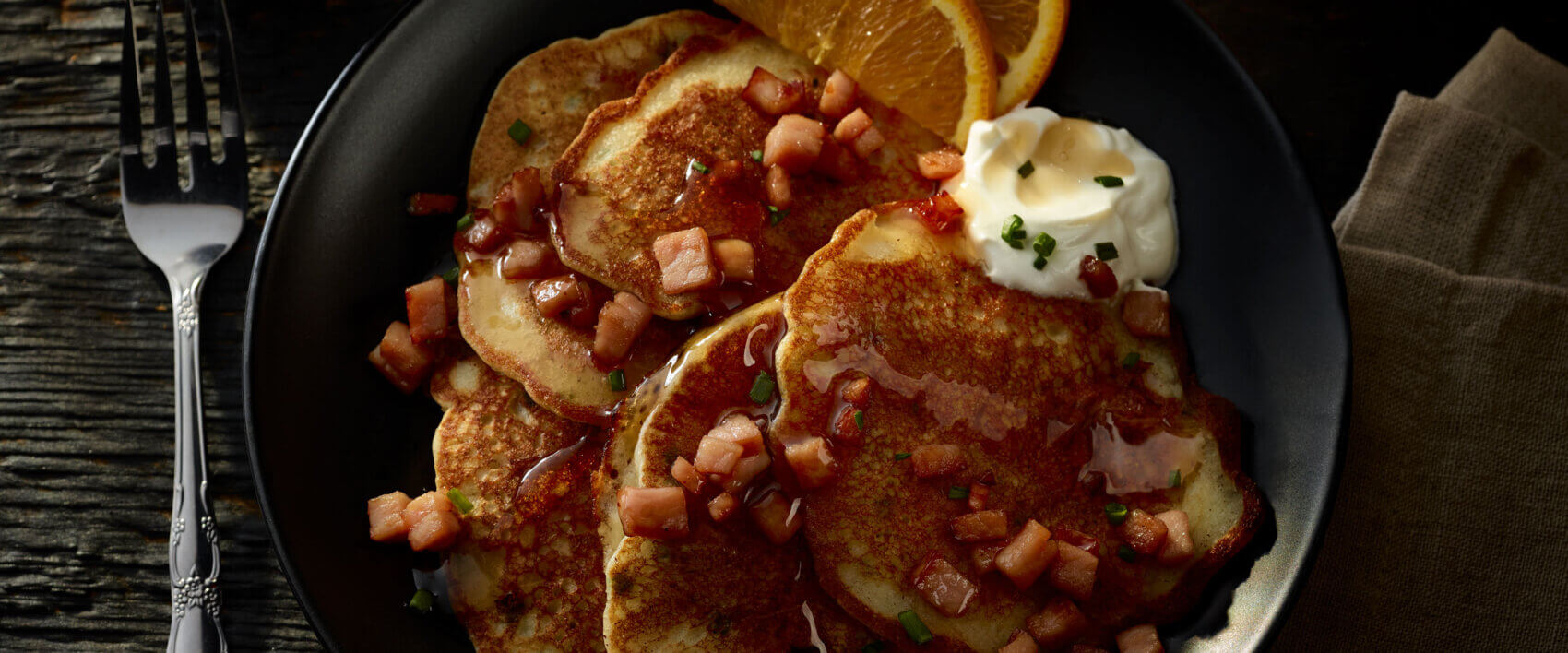 Canadian Bacon-Potato Pancakes - HORMEL® BLACK LABEL® Bacon