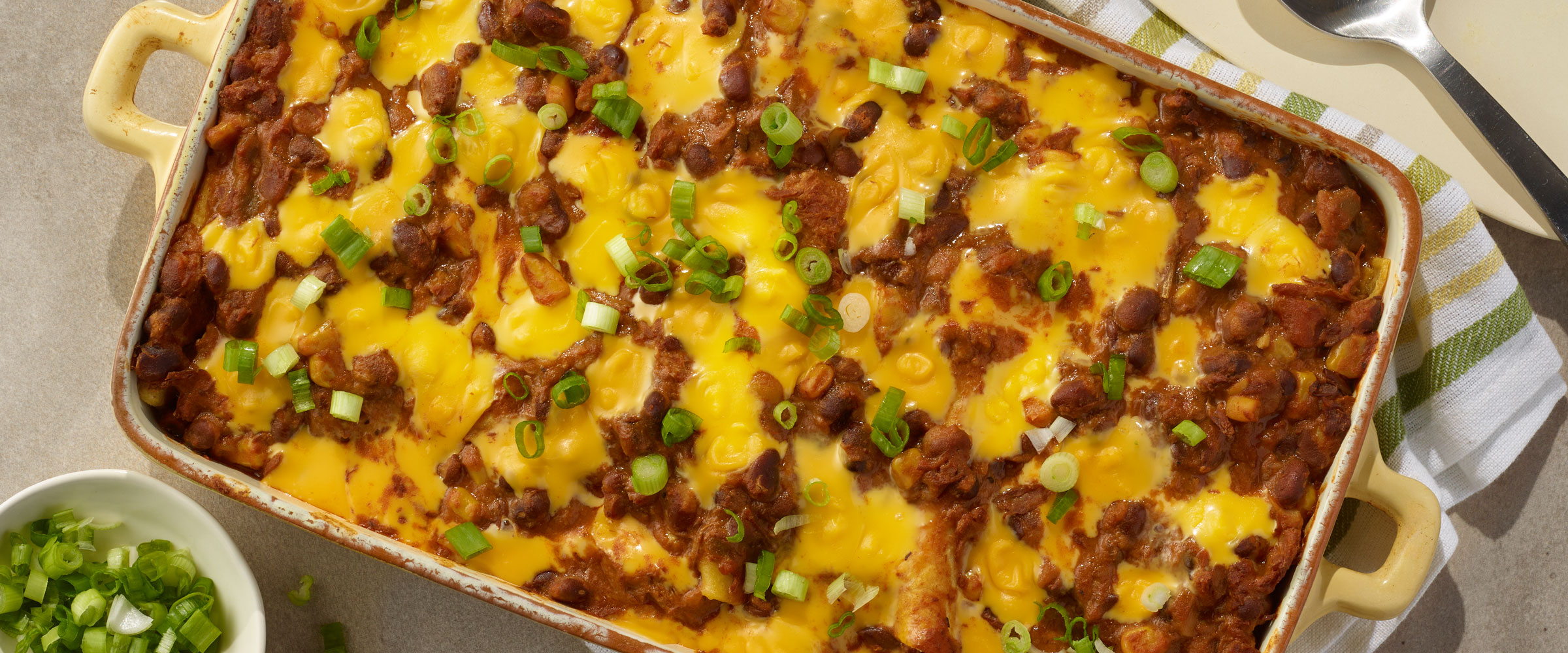 Cheesy Chili Enchilada Casserole