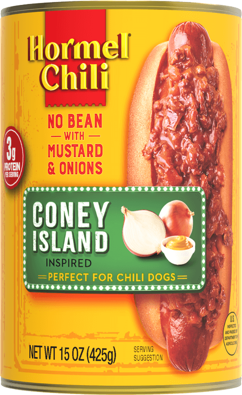 Chili No Bean with Mustard and Onions can