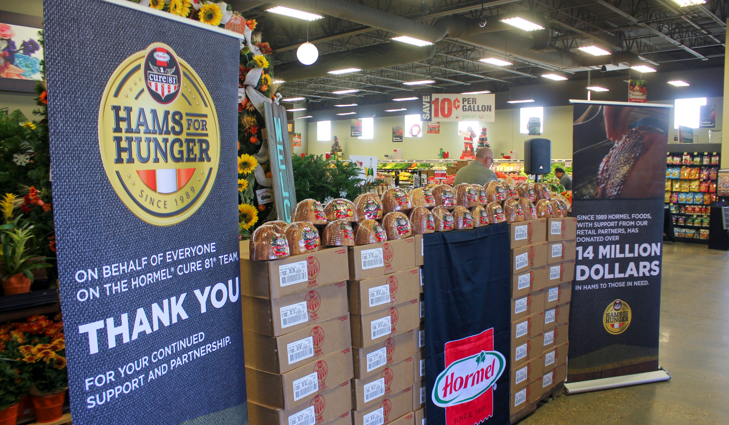 Hams For Hunger branded banner thanking consumers for participating