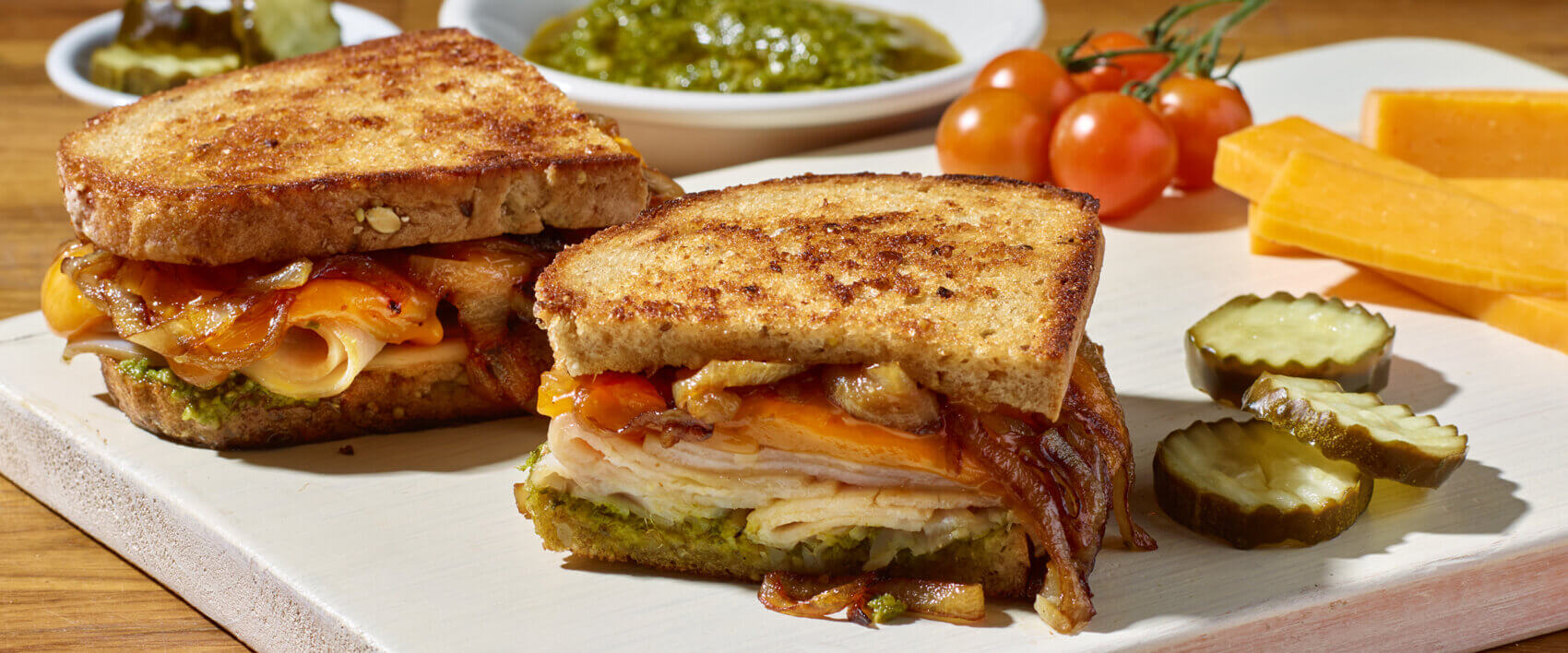 Pesto And Oven Roasted Turkey Cheddar Melt - HORMEL® NATURAL CHOICE® meats