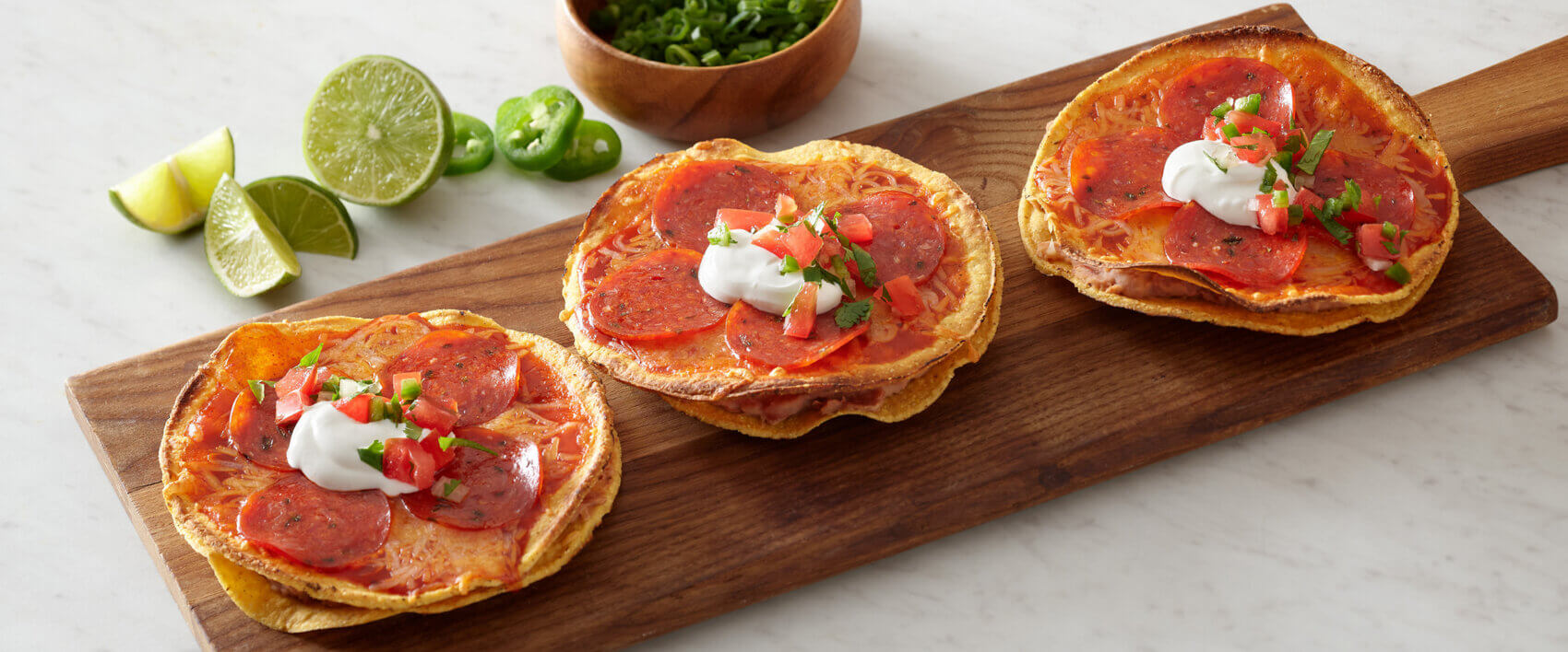 Jalapeno Pepperoni Tostada Pizzas - HORMEL® Pepperoni