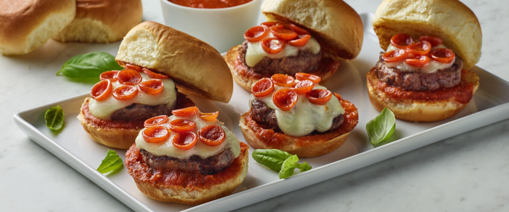 Pizza Burger Sliders - HORMEL® Pepperoni