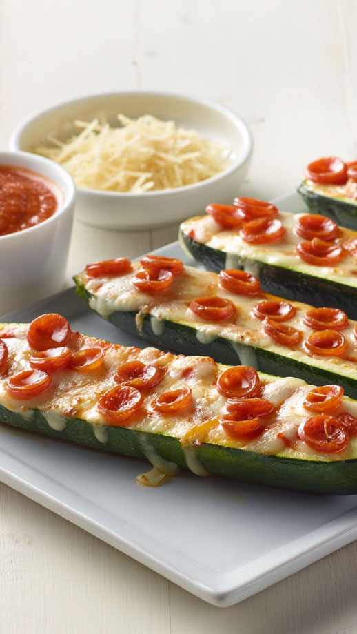 zucchini boats with mini pepperonis