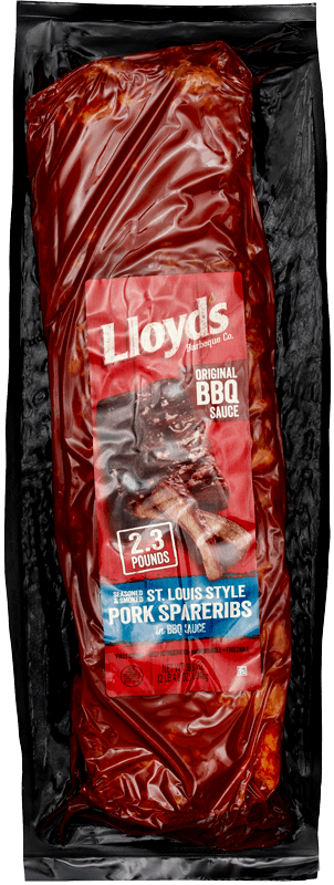 LLOYD’S® Seasoned & Smoked St. Louis Style Spareribs in Original BBQ Sauce (36.8oz, 2.30LB) package