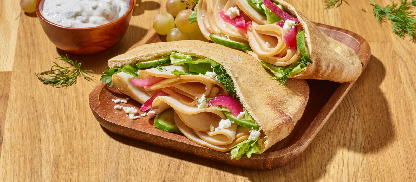 deli chicken in a pita with veggies