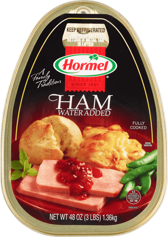 HORMEL canned ham in gold oval shaped can