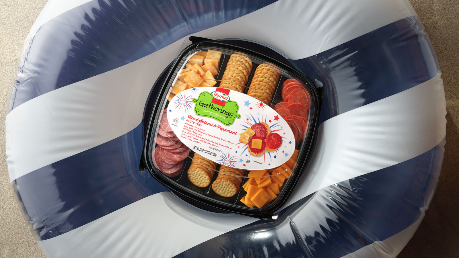 party tray on a pool float