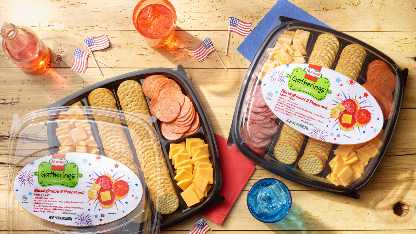 Overhead of summer themed party tray