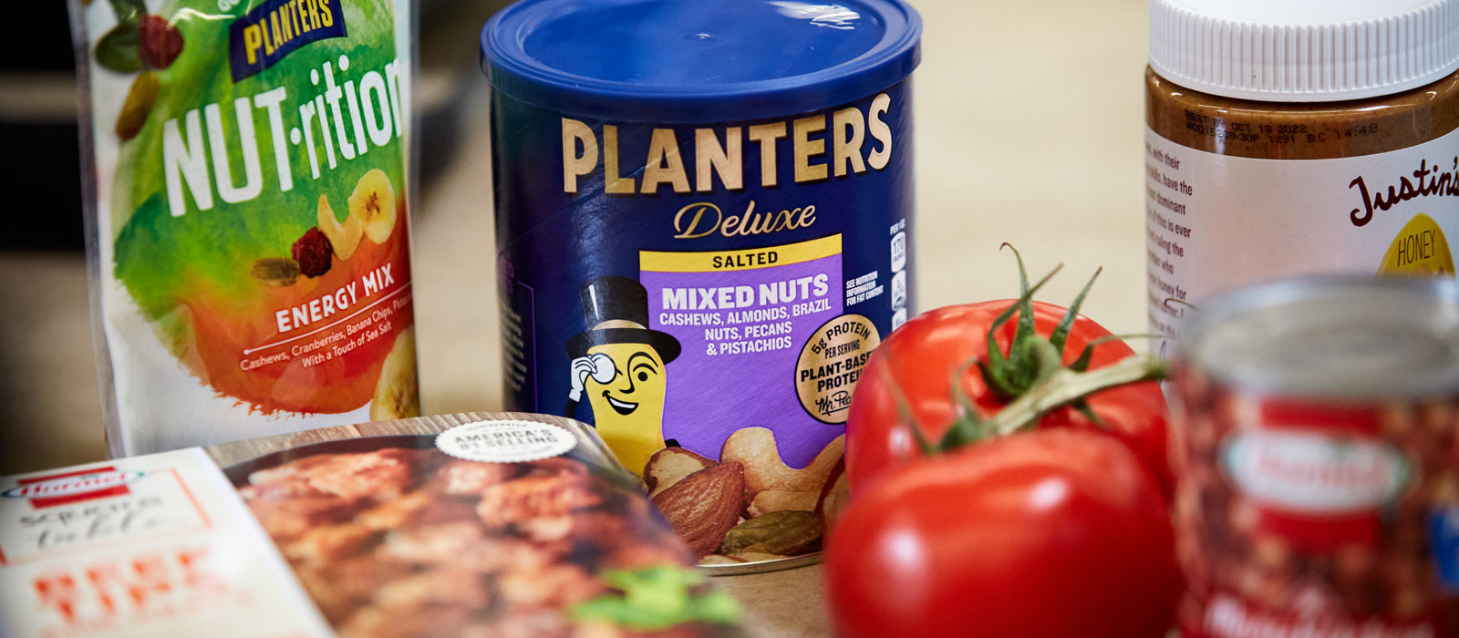 multi-product packaging at grocery checkout counter